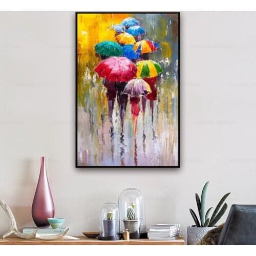 Abstract Girls Holding Umbrella Print on Canvas Art Posters and Prints Modern Art Wall Canvas Painting Pictures Home Decoration