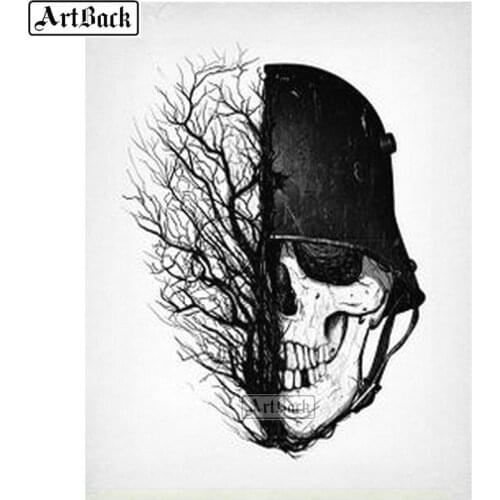 New 5d diy diamond painting skull abstract icon full square & round diamond mosaic zombie death horror icon canvas diamond