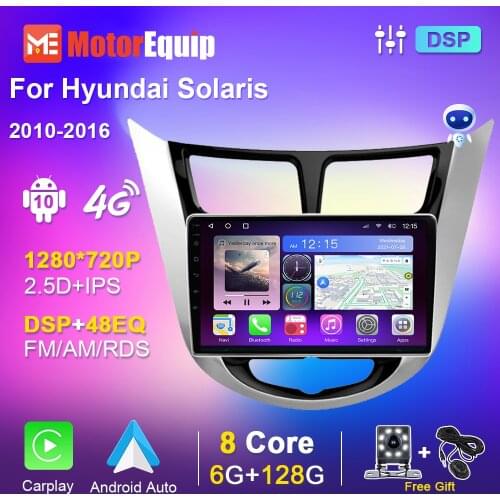 Autoradio For Hyundai Solaris 2010-2016 Android 10 Car Radio Multimedia Player Stereo Carplay DSP GPS Navigation Video 2 din DVD