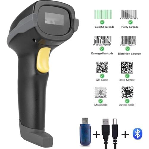 Bluetooth Handheld 2D Wireless Barcode Scanner QR Bar Code Reader Wired A3D Scanner for Mobile IOS Android IPAD Screen Payment