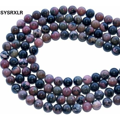 Wholesale Natural Black Stripes Rhodochrosite Stone Beads For jewelry Making DIY Necklace Bracelet 4 6 8 10 12 MM Strand 15.5