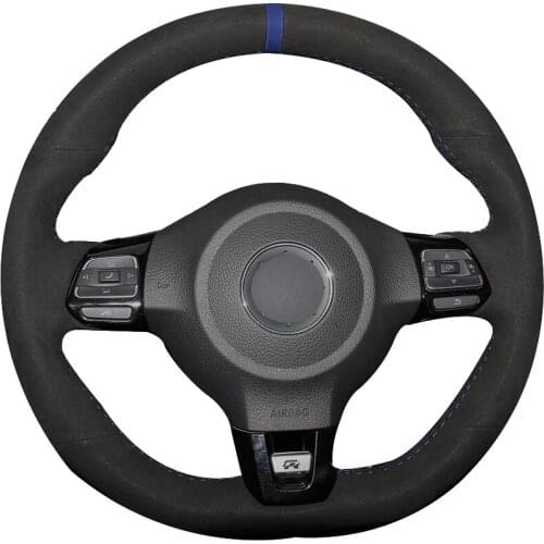 Black Suede Car Steering Wheel Cover for Volkswagen Golf 6 GTI MK6 VW Polo GTI Scirocco R Passat CC R-Line 2010