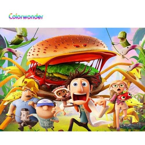 Colorwonder Photography Background Flint Lockwood with His Friends 7x5 Food Monsters Seamless Backdrop for Photo Booth Props