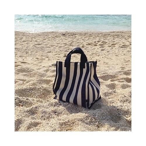 NEW Women Beach Canvas Totes Bag Fashion Stripes Fabric Handbags Ladies Large Shoulder Bag Casual Bolsa Shopping Grocery Bags