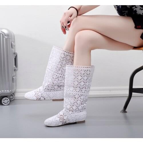 Classic Women boots shoes breathable knit line mesh fashion high help summer womens boots high to help womens shoes 10 colors