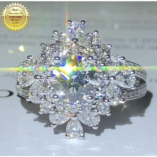 10K Au417 White Gold Ring 1 2 3 4 5Carat Wedding Party Engagement Ring Round Moissanite Diamond Ring Luxury Trendy