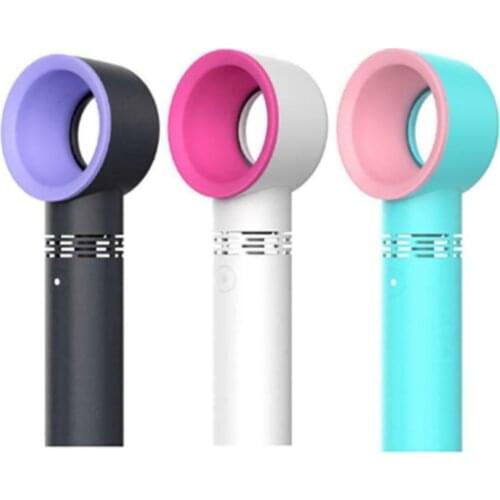 Mini fan portable rechargeable bladeless 3 speeds 3 colors with BASE