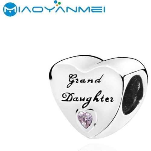 Fashion Jewelry 925 Sterling Silver Beads Granddaughter Heart Charm Fit Original Pandora Bracelets Women DIY Gift