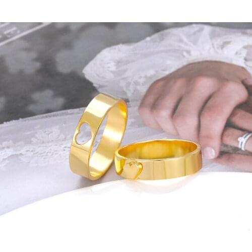 Fashion Stainless Steel Love Heart Rings Set For Women Men Gold Silver Color Lover Couple Butterfly Ring Engagement Couple Gifts