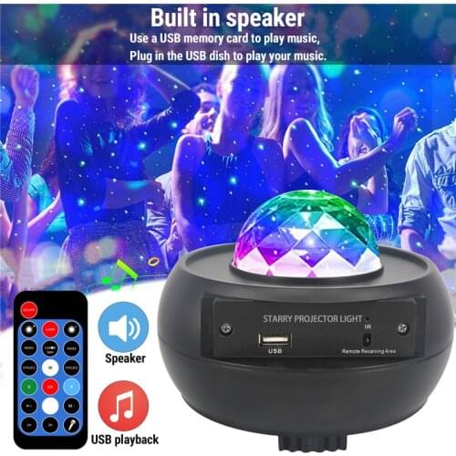 Star Night Light Projector Sky Projector Bluetooth LED Voice Control Remote Control Ocean Projector Light Laser Music Lights