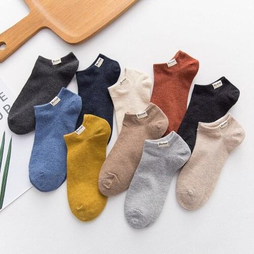 Boat socks mens socks cotton shallow socks College Korean spring and summer thin socks solid color cloth label anti-slip Japan