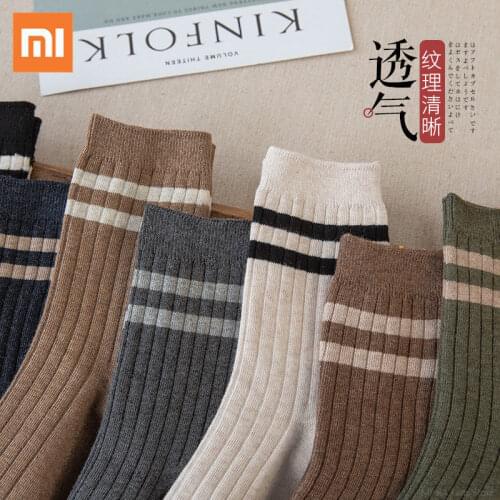 Xiaomi mens mid-tube Socks autumn winter cotton solid color mens socks autumn winter deodorant sweat-absorbent thickening