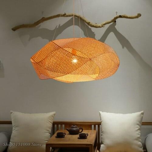 New Chinese Bamboo Wicker Rattan Cloud Shade Pendant Light Japanese Tatami LED Hanging Lamp Design Plafon Lustre decor Luminaria