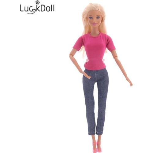 Luckdoll doll clothes shirt + jeans fit 30cm 1 / 6 doll BJD doll accessories, children like doll toys