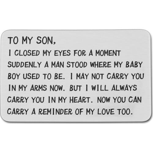 To My Son Graduation Gifts Wallet Insert I Love You Inspirational Birthday Gifts for Him Boys Teenage Pendant Charm from Mom