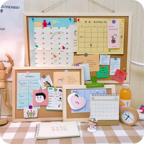 Gril Gift Cork Board Colorful MDF Wood Frame Photos Bulletin Board Message Memo Board Cork Pin Boards For Home With Accessories
