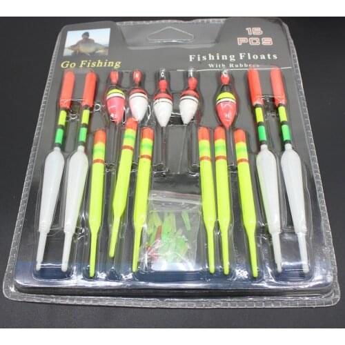 15pcs/Set Portable Sea Fishing Floats Vertical Buoy Slip Bobber Rod Fishing Lures Fishing Float Fishing Accessories
