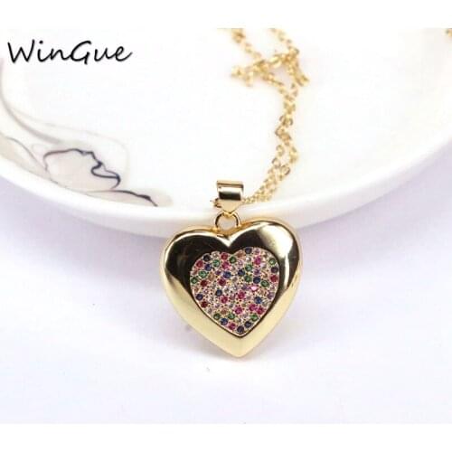 Five Colors Zircon Heart Pendant Necklace For Women Charm CZ Love necklace jewelry