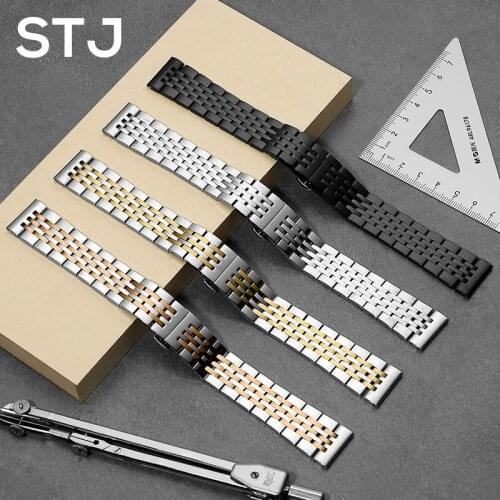STJ Watchband 16mm 18mm 20mm 22mm Stainless Steel Strap for Samsung Gear Sport S2 S3 Galaxy 42mm 46mm Watch Band Metal Wristband