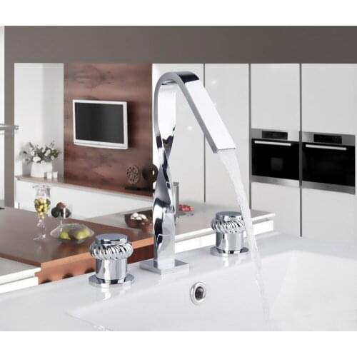 54F Modern Chrome Waterfall Widespread Roman Bath Tub Filler Tap Bath Faucet