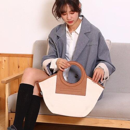 Wooden Ring Womens Tote Bag Large Capacity Canvas Handbag Designer Shopper Shoulder Bags Summer Vacation Female Beach Bag