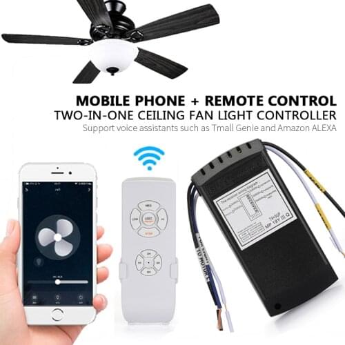 WiFi+RF APP Smart Universal Ceiling Fan Lamp Remote Controller Kit Remote Adjust Speed Light Remote Control Switch AC100-240V