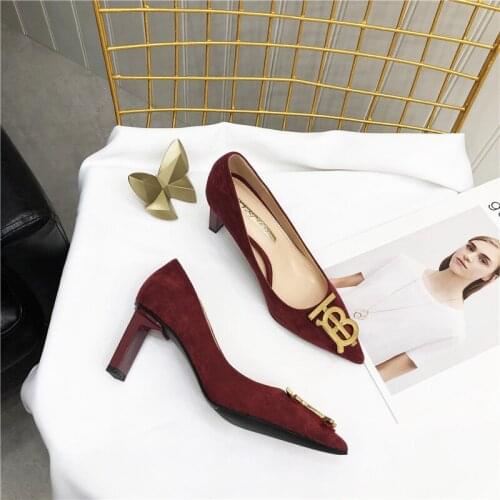 2019 office lady pumps high heel career pointed toe slip on fashion women shoes Gradient red black red heels 7.5 cm high heel