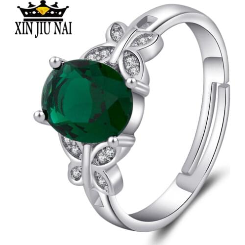 Butterfly 925 Silver Emerald green crystal Cubic Zirconia Crystal Promise Wedding Rings for Women Bride Accessories amethyst