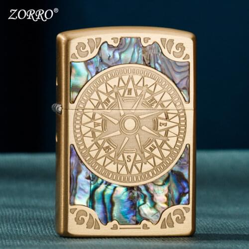 ZORRO Zorro kerosene lighter shell old-fashioned retro compass creative personality gift mens grinding wheel