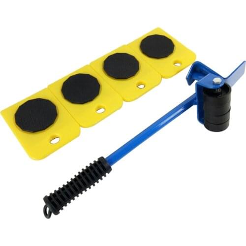 1Set Furniture Moving Transport Hand Tool 4 Mover Roller+1 Wheel Bar Kit ABS Plastic High Quality Steel Household Heavy Object