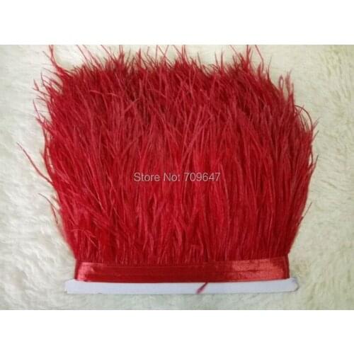 10 yards/lot 5-6inches wide Red Ostrich Feathers, RED Ostrich Fringe Trim Ostrich feather trimming for wedding,feather lace