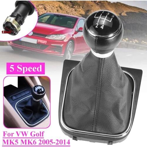5 / 6 Speed Leather Car Gear Shift Knob Stick Pens Dust Cover For VW Golf MK5 MK6 Golf 5 6 Rabbit Jetta MK6 2010-2014 Styling