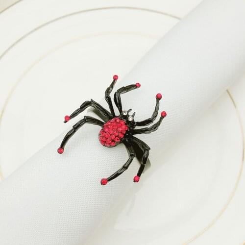 6pcs/lot Halloween Spider Napkin Ring Black Napkin Button Cloth Napkin Ring Desktop Decoration