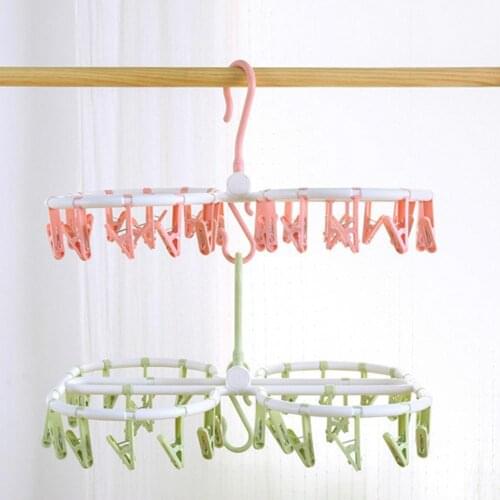 60% Hot Sales!!! Round Folding Windproof Underwear Socks 32 Clips Clothespin Drying Rack Hanger