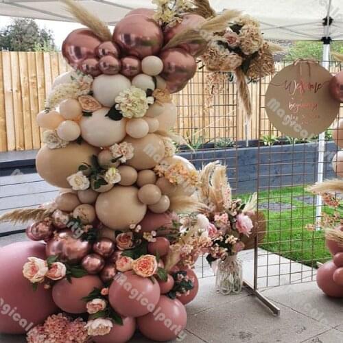 81 Doubled Apricot Cream Peach Dusty Pink Balloon Garland Chrome Rose Gold Birthday Party Baby Shower Gender Reveal Decorations