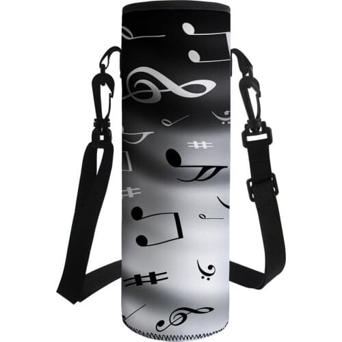 Musical Note Printing Sport Camping Accessories Vacuum Cup Soft Neoprene 550ML Portable Durtable Water Bottle Cover Bag Cup Bag