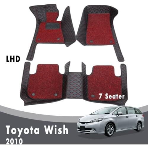 Car Floor Mats For Toyota Wish 2010 (7 Seater) Carpets Luxury Double Layer Wire Loop Interior Accessories Leather Rugs Protect