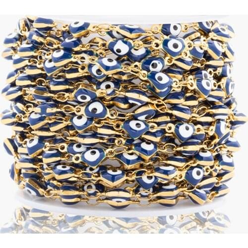 Stainless Steel Evil Eye Heart-shaped Chain Phone Key Chains For Jewelry Making Necklace Finding Bead Bracelet Supplies 1M 5mm