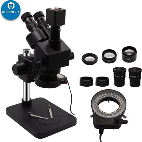 Digital Electronic Microscope 3.5X-90X Black Simul Focal Trinocular Stereo Continuous Zoom Microscope for Mobile Phone Repair