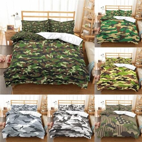 Home Textile Luxury 3D Camouflage Print 2/3Pcs Comfortable Duvet Cover PillowCase Bedding Sets Queen and King EU/US/AU Size