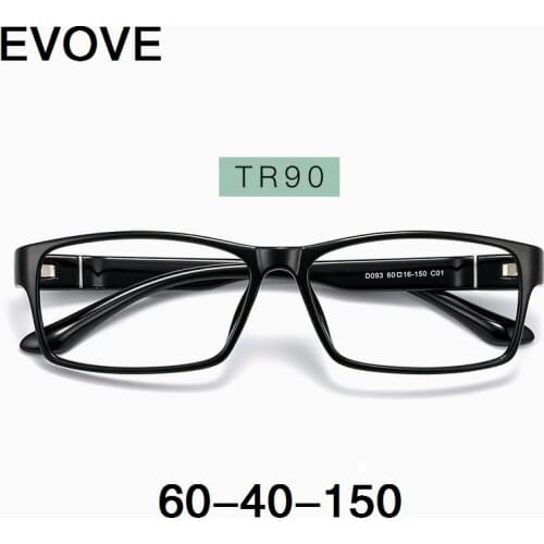 Evove Oversized Eyeglasses Frames Male Women 150mm Wide Glasses Men Spectacles for Prescription Reading Optical Lens black
