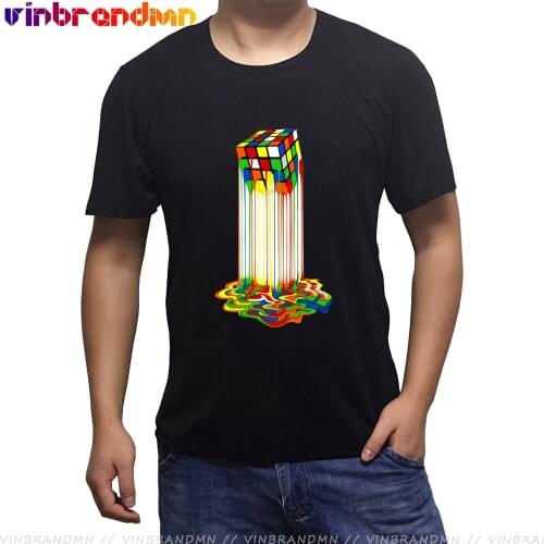 Rainbow Abstraction melted rubix cube T shirts men Magic Cube T-shirt homme hipster Tops The Big Bang Theory Melting Cube tshirt