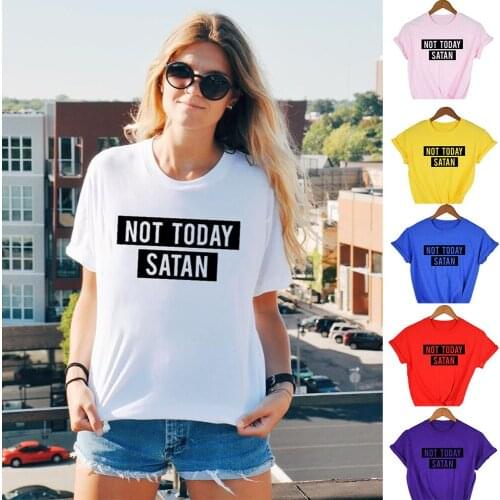 Harajuku Not Today Satan Letter T Shirt Funny Graphic Shirt Tops Aesthetic Vintage Tees Tumblr Clothing Streetwear Fashion Mujer