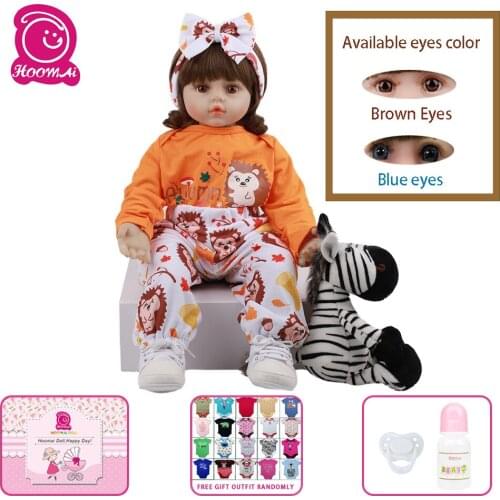 Hoomai 60CM Newest Reborn Babies Doll Cloth Body Lovely Long Hair Girl Dolls For Childrens day Xmas Gift Best Playmates