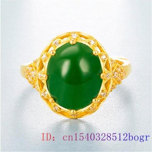 Green Jade Ring Amulet 925 Silver Women Jewelry Fashion Chalcedony Gemstone Natural Zircon Charm Gifts Crystal