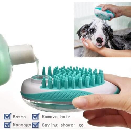 Pet Dog Cat Bath Brush Soft Silicone Cats Massage Scrub Brushes Grooming Scrubber Hair Removal Comb Dog Cleaning Tool