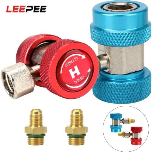 LEEPEE 2Pcs Quick Coupler Connector Adapter R134A High Low Car air conditioner Fluoride converter Adjustable Auto Repair Tools