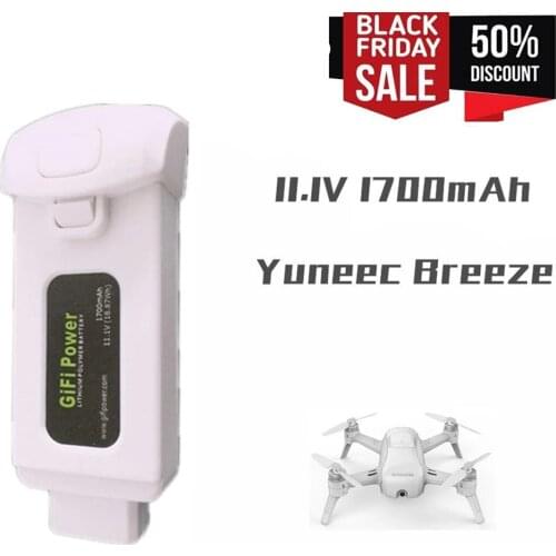 11.1V 1700mAh 18.87Wh Lithium Polymer Li-po Battery for Yuneec Breeze RC Drone Lightweight for Flying Camera SALE