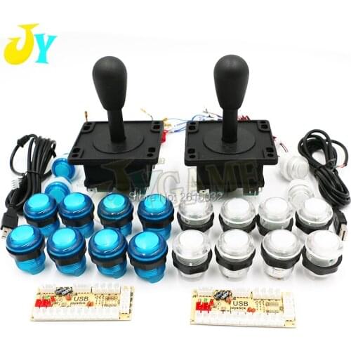 2 Player Kit DIY Arcade Joystick Kits With 20 LED 5V Arcade Buttons + 2 HAPP Style Joysticks + 2 USB Encoder