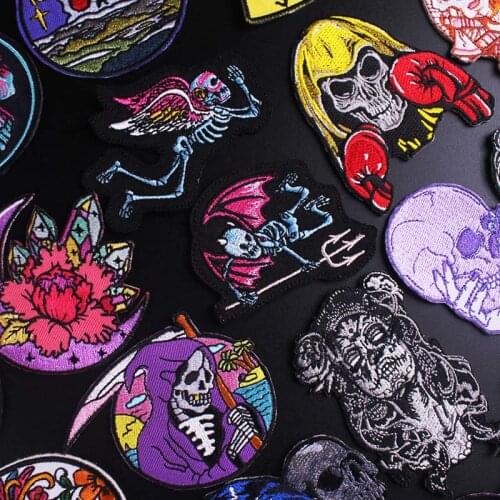 DIY Skull/Zombie Bride Patch On Clothes Embroidered Patches For Clothing Punk Patch Iron On Patches For Clothes Sticker Applique